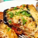 Lasaña vegetariana de berenjena con queso y tomate