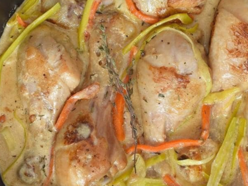 Pollo en salsa fricasé al vermut. - Cocina Eficaz